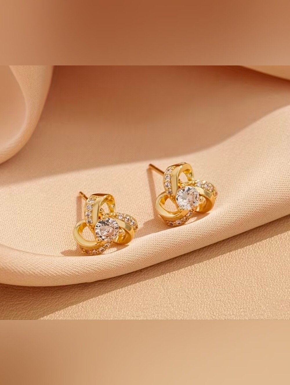 $8 Each Or Bundle 5/$20 Elegant Gold Knot CZ Stud Earrings